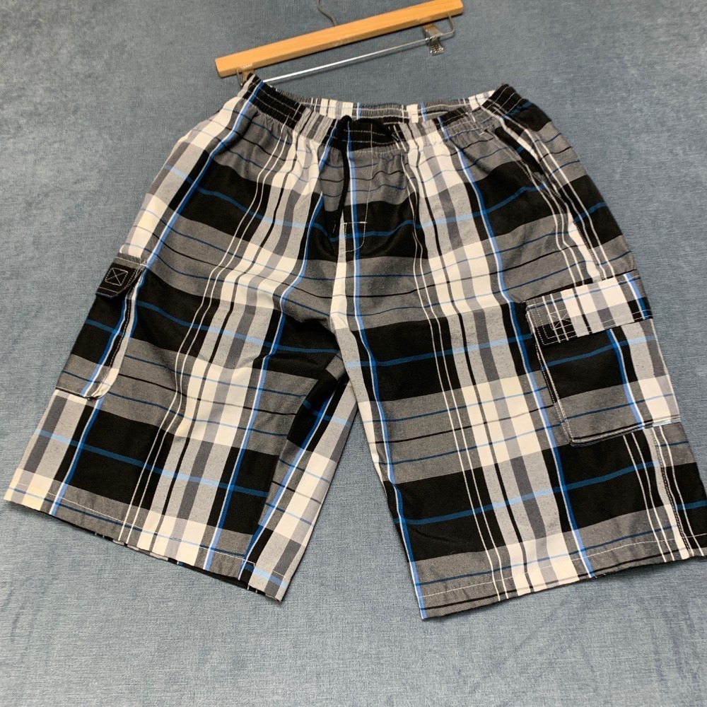 Original Deluxe Supply Cargo Shorts Mens Large Multicolor Plaid Utility Pockets